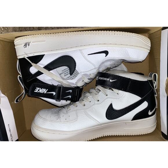 Nike Air Force 1 Mid 07 LV8, 804609-103, White/Black, Mens Basketball, Size 8 - Picture 7 of 12